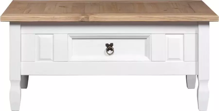 Maison Exclusive Salontafel 100x60x45 cm Mexicaans grenenhout Corona-stijl wit