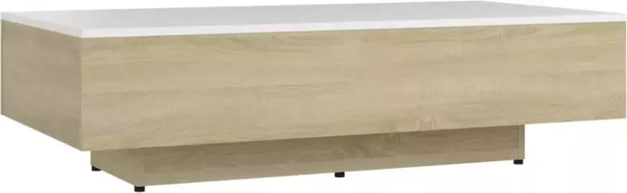 Maison Exclusive Salontafel 115x60x31 cm spaanplaat wit en sonoma eikenkleurig