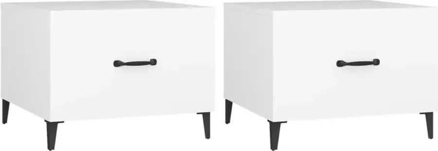 Maison Exclusive Salontafel 2 st met metalen poten 50x50x40 cm wit