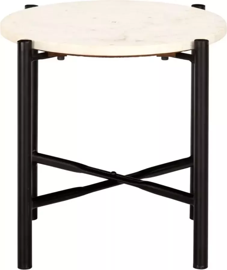 Maison Exclusive Salontafel 40x40x40 cm echt steen met marmeren textuur wit