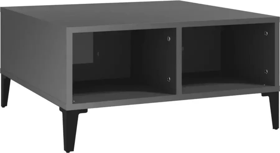 Maison Exclusive Salontafel 60x60x30 cm spaanplaat hoogglans grijs - Foto 2