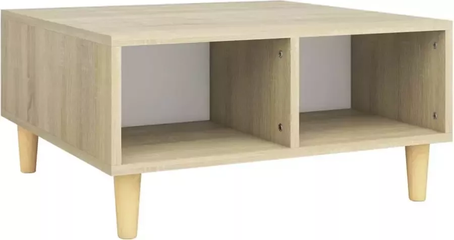 Maison Exclusive Salontafel 60x60x30 cm spaanplaat wit en sonoma eikenkleurig
