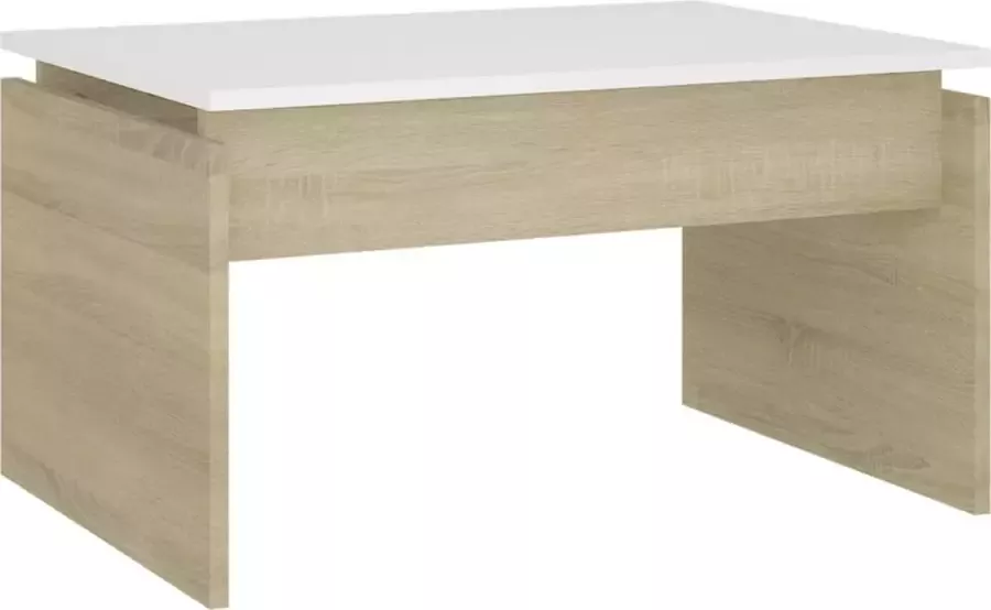 Maison Exclusive Salontafel 68x50x38 cm spaanplaat wit en sonoma eikenkleurig
