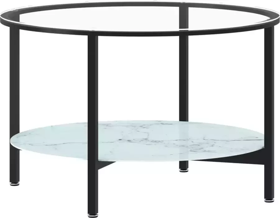 Maison Exclusive Salontafel 70 cm gehard glas zwart en witmarmer