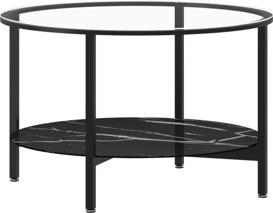 Maison Exclusive Salontafel 70 cm gehard glas zwart en zwartmarmer