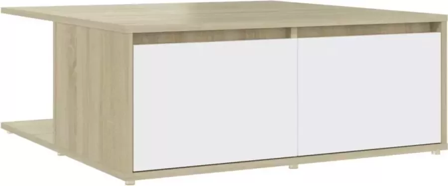 Maison Exclusive Salontafel 80x80x31 cm spaanplaat wit en sonoma eikenkleurig
