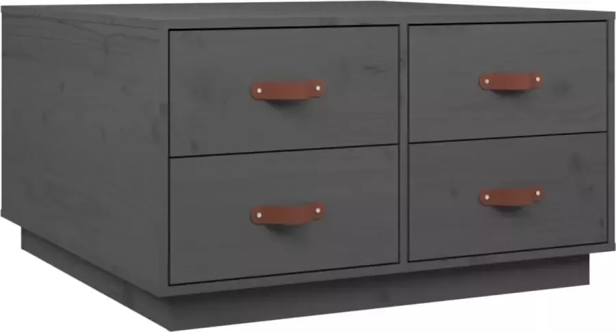 Maison Exclusive Salontafel 80x80x45 cm massief grenenhout grijs