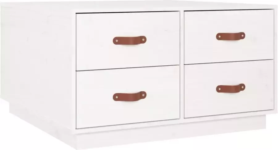 Maison Exclusive Salontafel 80x80x45 cm massief grenenhout wit