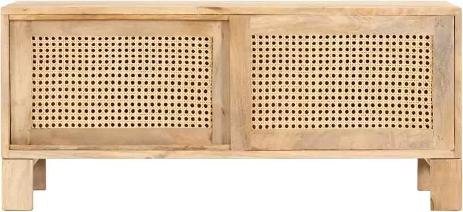 Maison Exclusive Salontafel 90x50x40 cm massief mangohout en natuurlijk riet