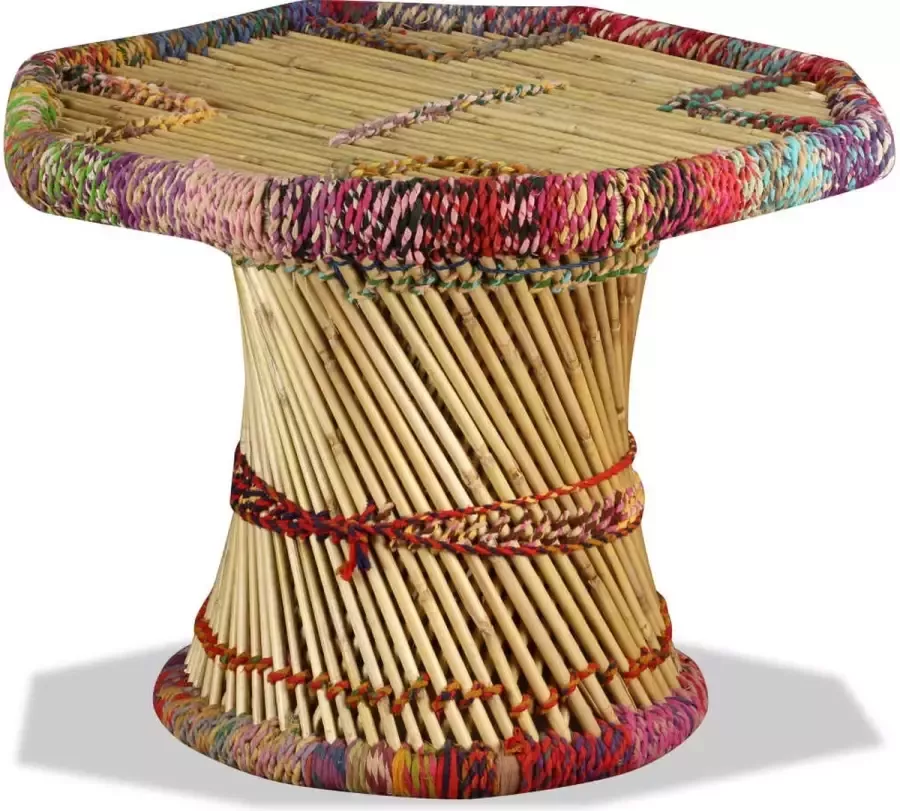 Maison Exclusive Salontafel achthoekig met cMaison Exclusive -ndi details bamboe meerkleurig