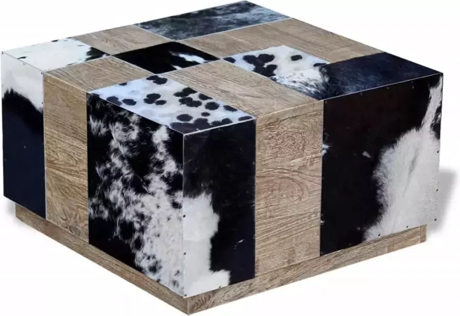 Maison Exclusive Salontafel echt koeienleer 60x60x36 cm