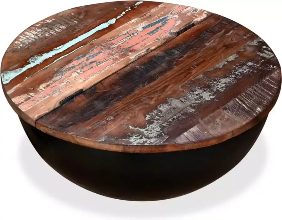 Maison Exclusive Salontafel komvormig massief gerecycled hout zwart