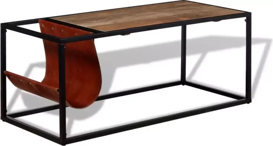 Maison Exclusive Salontafel met echt lederen tijdschriftenhouder 110x50x45 cm