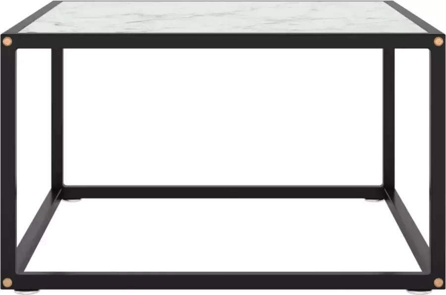 Maison Exclusive Salontafel met wit marmerglas 60x60x35 cm zwart