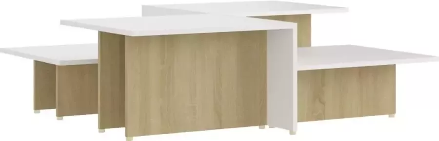 Maison Exclusive Salontafels 2 st 111 5x50x33 cm bewerkt hout sonoma eiken wit