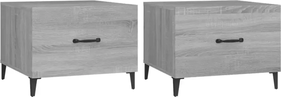 Maison Exclusive Salontafels 2 st met metalen poten 50x50x40 cm grijs sonoma