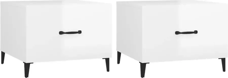 Maison Exclusive Salontafels 2 st met metalen poten 50x50x40 cm hoogglans wit
