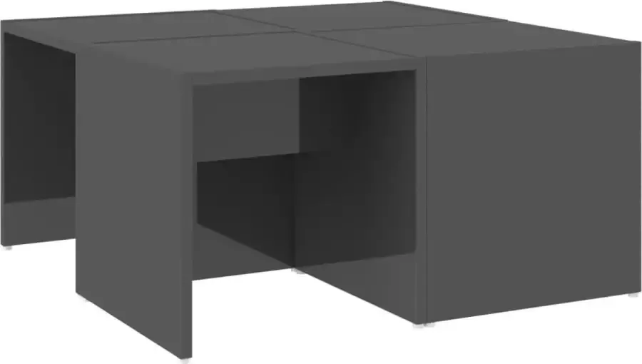 Maison Exclusive Salontafels 4 st 33x33x33 cm spaanplaat hoogglans grijs