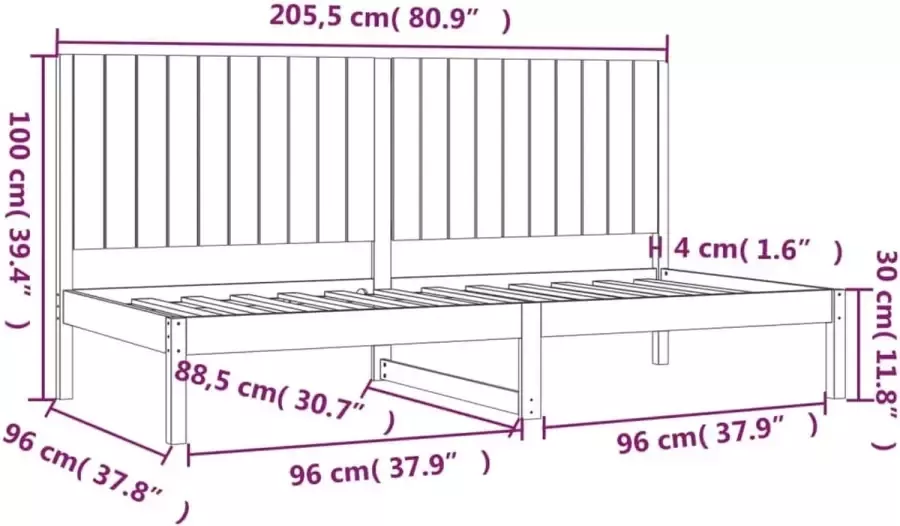 Maison Exclusive Slaapbank 90x200 cm massief grenenhout