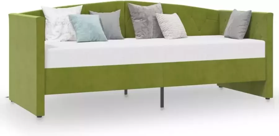 Maison Exclusive Slaapbank met matras en USB fluweel lichtgroen 90x200 cm