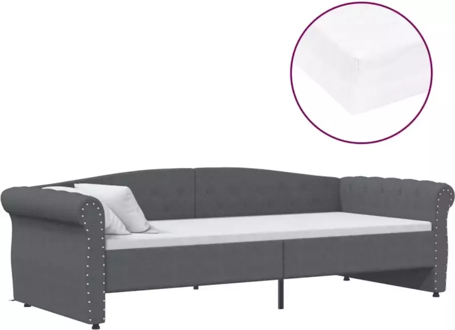 Maison Exclusive Slaapbank met matras en USB stof donkergrijs 90x200 cm