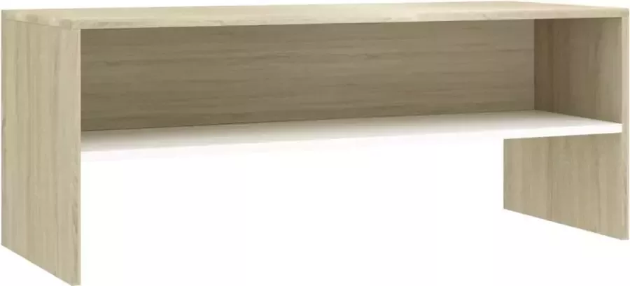 Maison Exclusive Tv-meubel 100x40x40 cm bewerkt hout wit en sonoma eikenkleurig