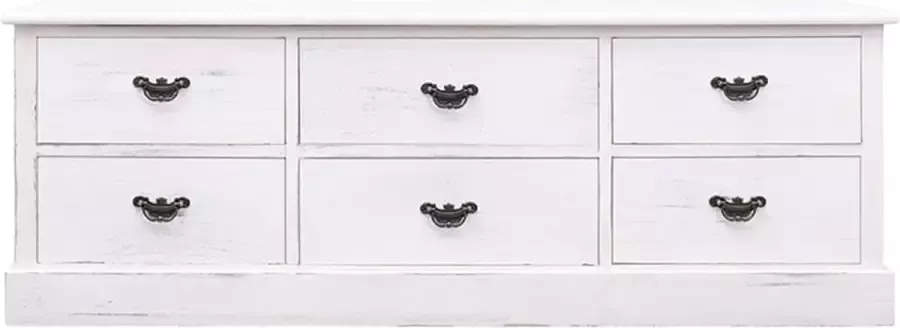 Maison Exclusive Tv-meubel 108x30x40 cm massief paulowniahout antiekwit - Foto 2