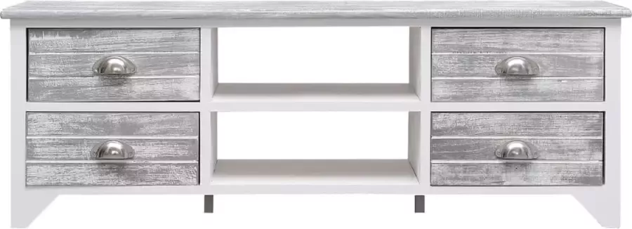 Maison Exclusive Tv-meubel 108x30x40 cm massief paulowniahout wit en grijs