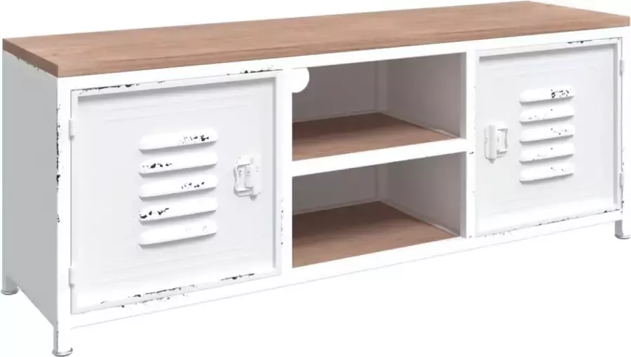 Maison Exclusive Tv-meubel 110x30x40 cm ijzer en massief vurenhout wit