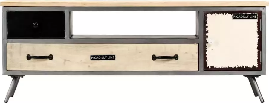 Maison Exclusive Tv-meubel 120x30x45 cm massief mangohout en staal