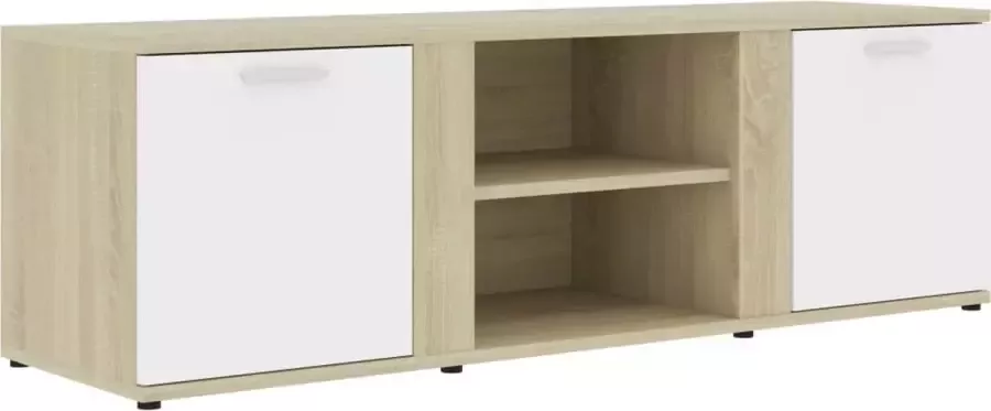 Maison Exclusive Tv-meubel 120x34x37 cm bewerkt hout wit en sonoma eikenkleurig