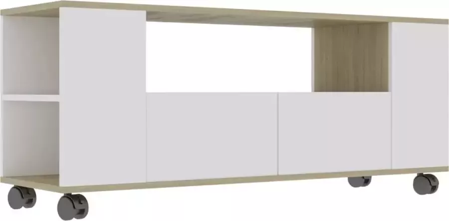 Maison Exclusive Tv-meubel 120x35x43 cm bewerkt hout wit en sonoma eikenkleurig