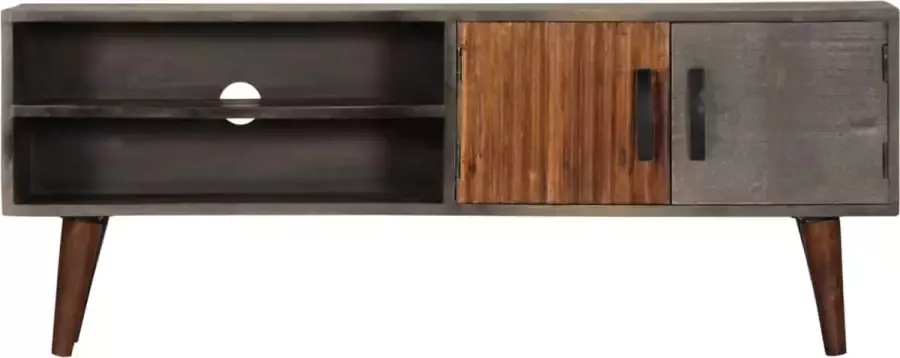 Maison Exclusive Tv-meubel 130x30x46 cm massief ruw mangohout grijs