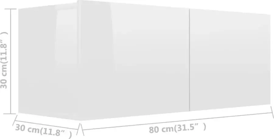 Maison Exclusive Tv-meubel 80x30x30 cm bewerkt hout hoogglans wit