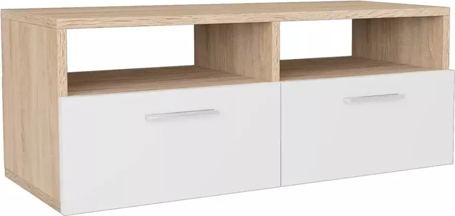 Maison Exclusive Tv-meubel 95x35x36 cm spaanplaat eikenkleurig en wit - Foto 1