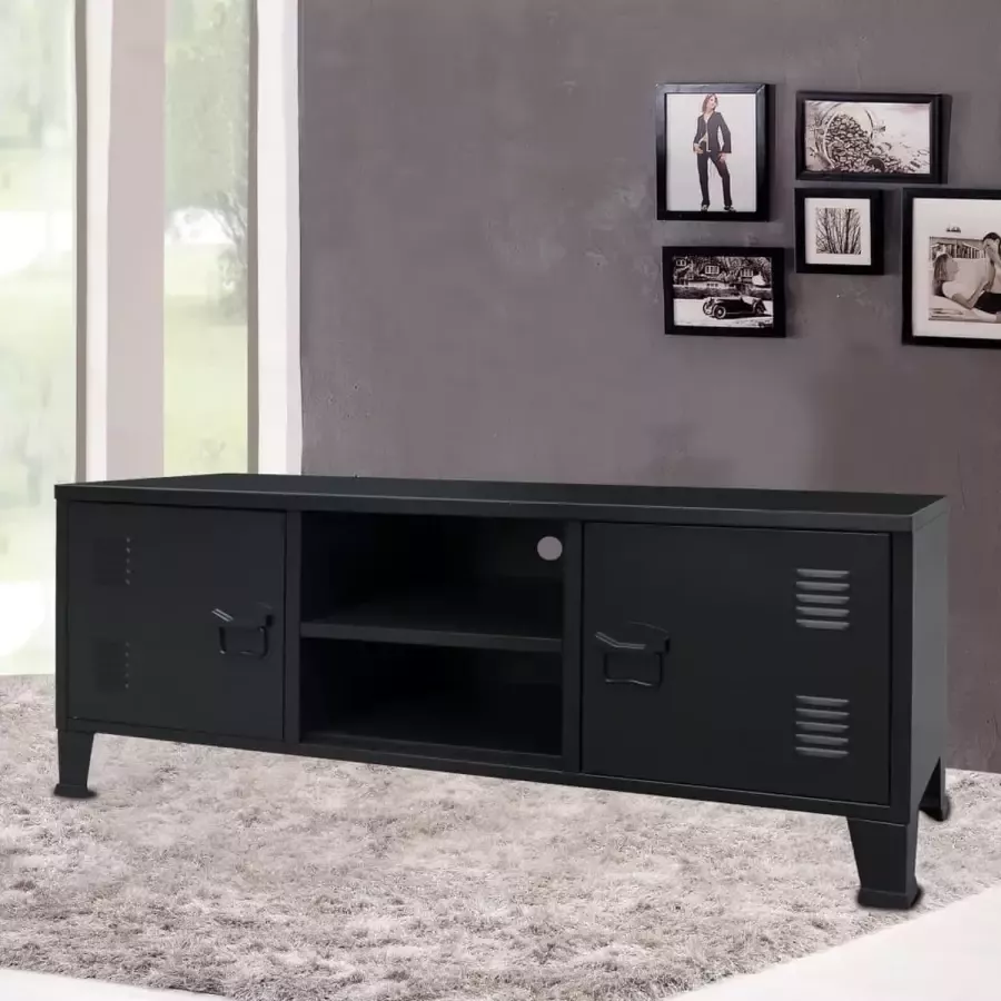 Maison Exclusive Tv-meubel industriële stijl 120x35x48 cm metaal zwart