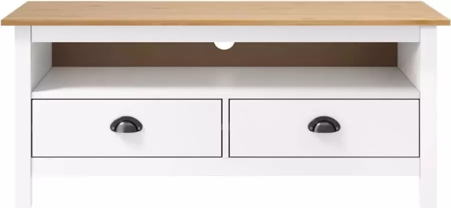 Maison Exclusive Tv-meubel Maison Exclusive -ll Range 110x40x47 cm massief grenenhout wit - Foto 2