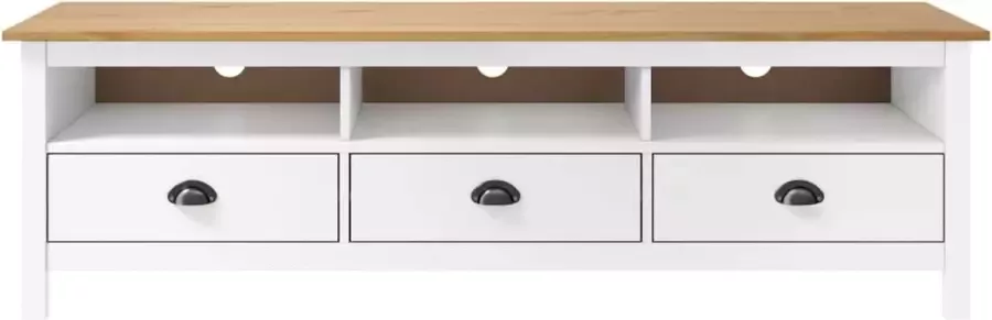 Maison Exclusive Tv-meubel Maison Exclusive -ll Range 158x40x47 cm massief grenenhout wit