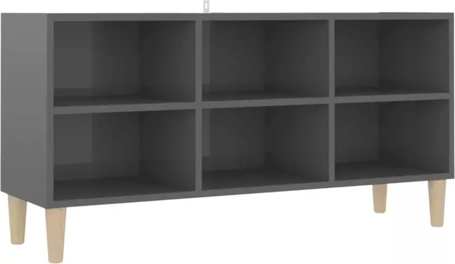 Maison Exclusive Tv-meubel met houten poten 103 5x30x50 cm hoogglans grijs