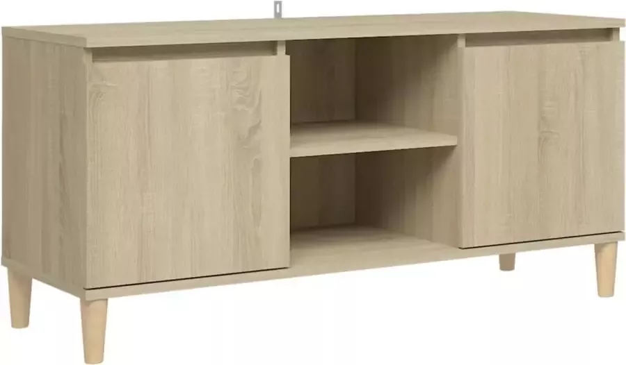 Maison Exclusive Tv-meubel met houten poten 103 5x35x50 cm sonoma eikenkleurig