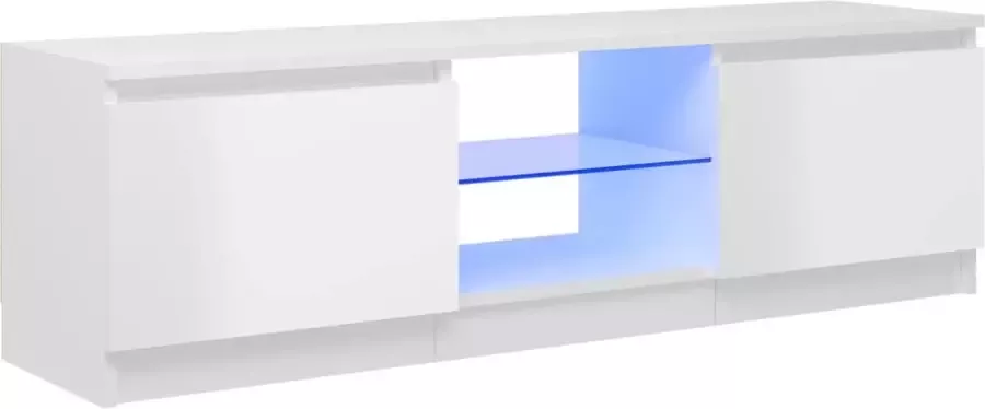 Maison Exclusive Tv-meubel met LED-verlichting 120x30x35 5 cm hoogglans wit - Foto 1