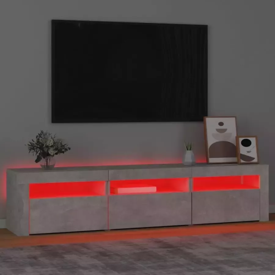 Maison Exclusive Tv-meubel met LED-verlichting 180x35x40 cm betongrijs