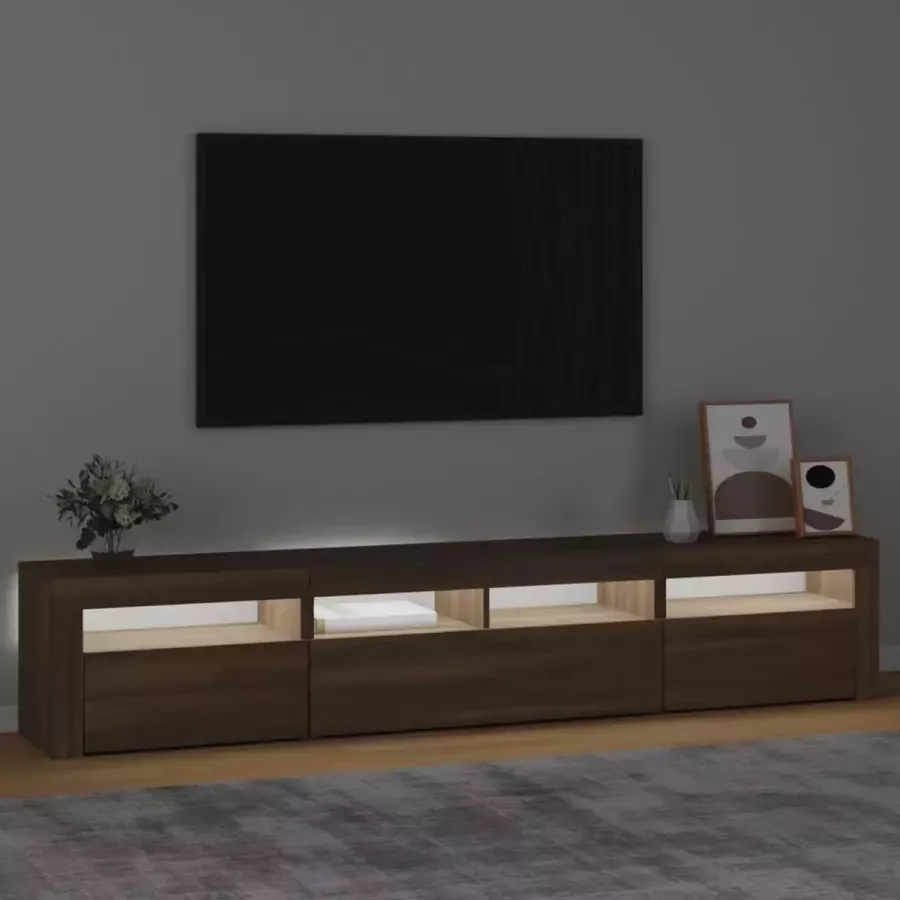 Maison Exclusive Tv-meubel met LED-verlichting 210x35x40 cm bruineikenkleurig