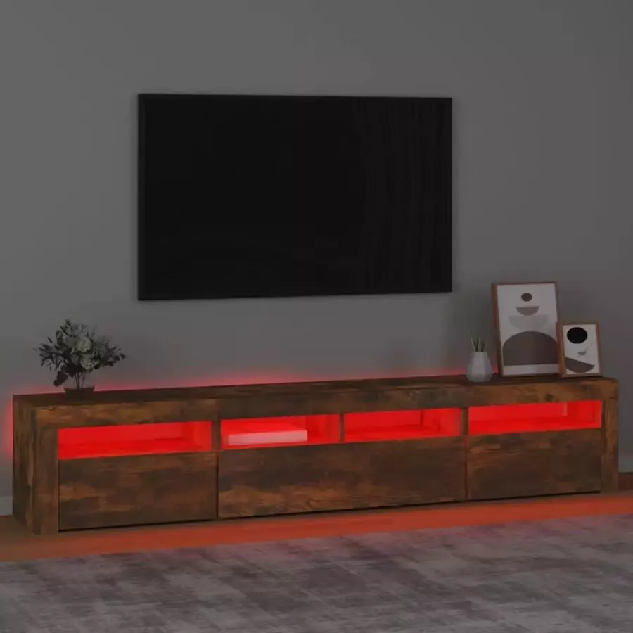 Maison Exclusive Tv-meubel met LED-verlichting 210x35x40 cm gerookt eikenkleurig - Foto 2