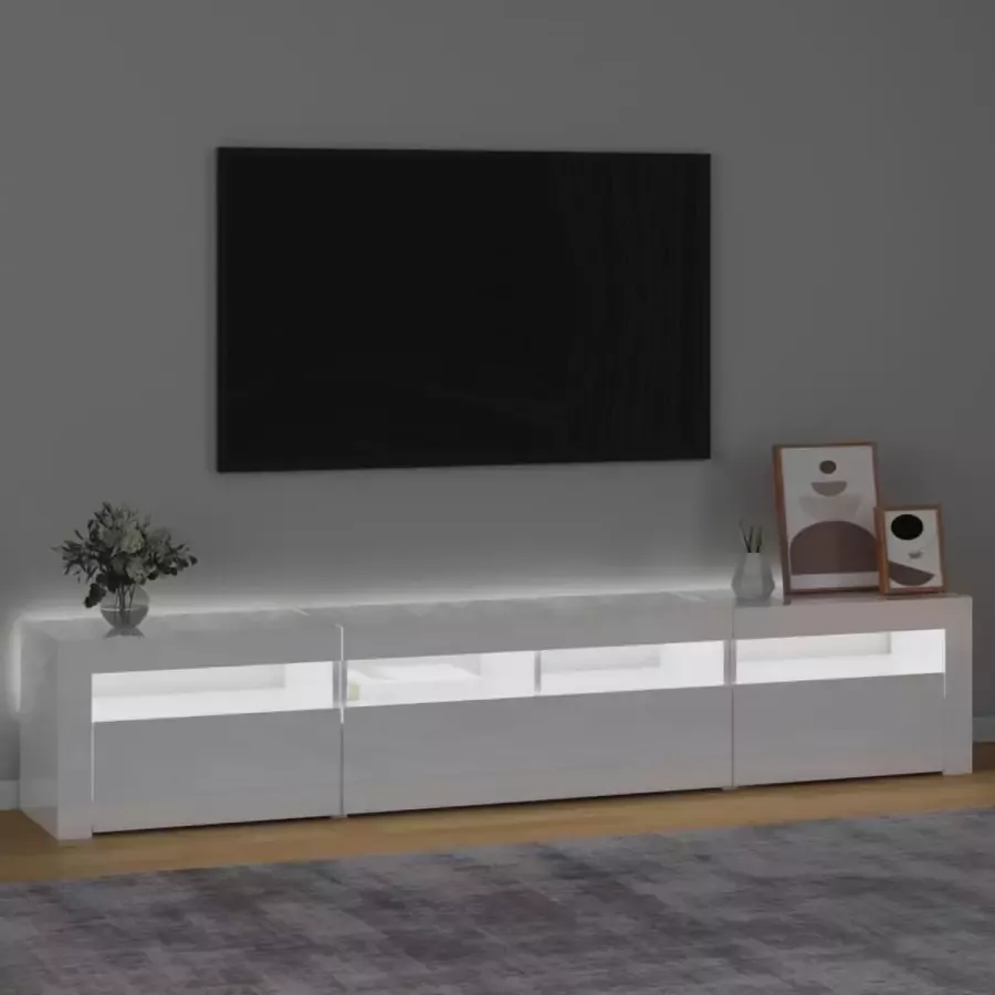 Maison Exclusive Tv-meubel met LED-verlichting 210x35x40 cm hoogglans wit