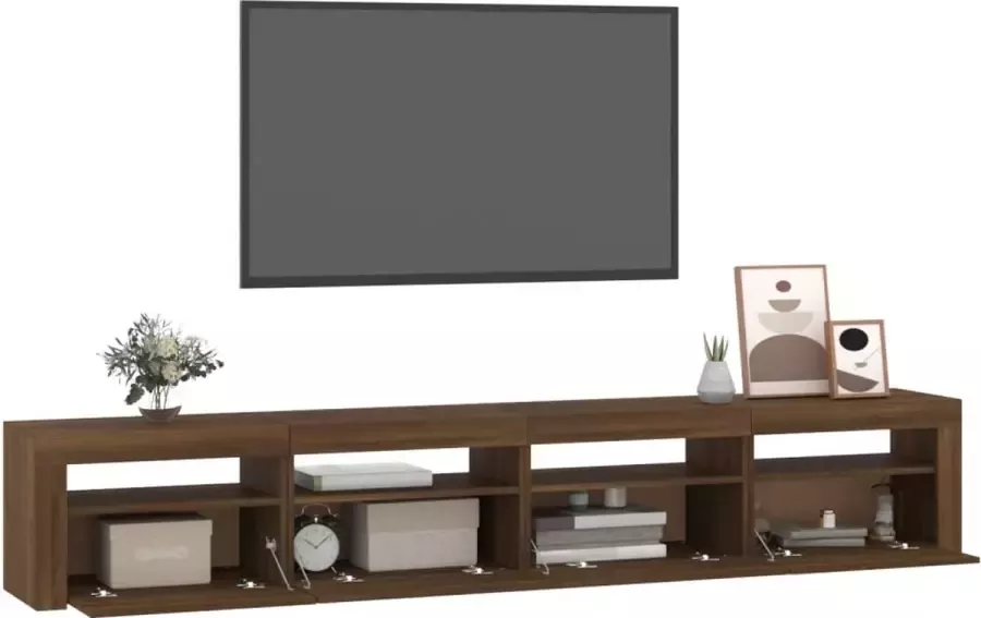 Maison Exclusive Tv-meubel met LED-verlichting 240x35x40 cm bruineikenkleurig