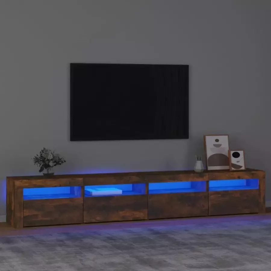 Maison Exclusive Tv-meubel met LED-verlichting 240x35x40 cm gerookt eikenkleurig