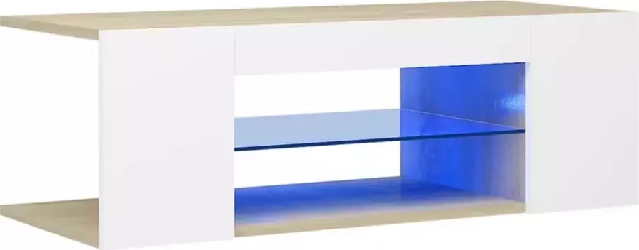 Maison Exclusive Tv-meubel met LED-verlichting 90x39x30 cm wit sonoma eikenkleur