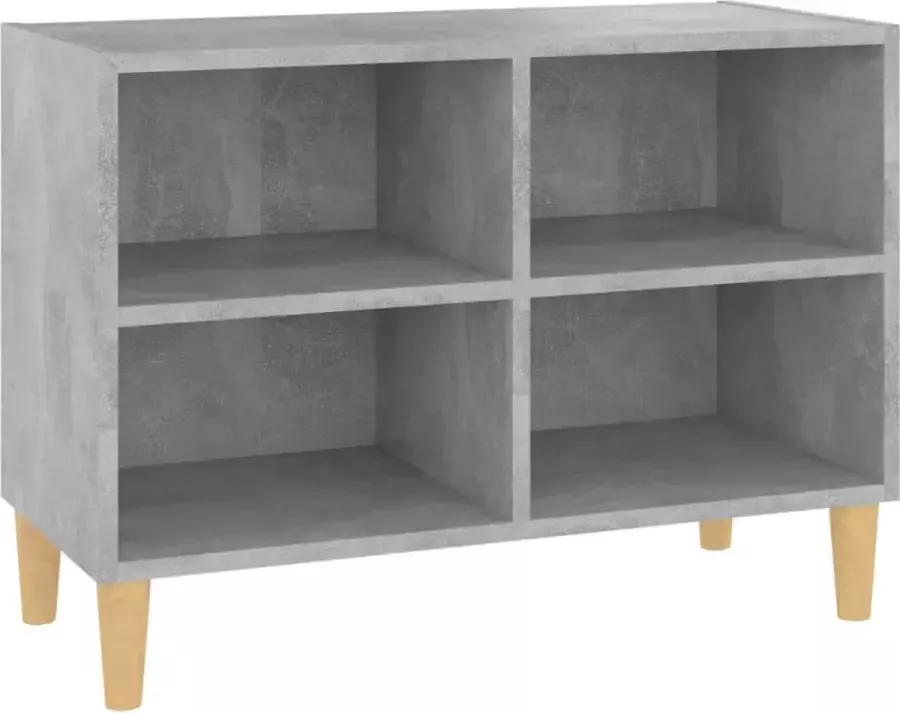 Maison Exclusive Tv-meubel met massief houten poten 69 5x30x50 cm betongrijs - Foto 1