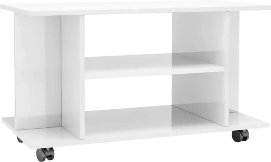 Maison Exclusive Tv-meubel met wieltjes 80x40x40 cm spaanplaat hoogglans wit